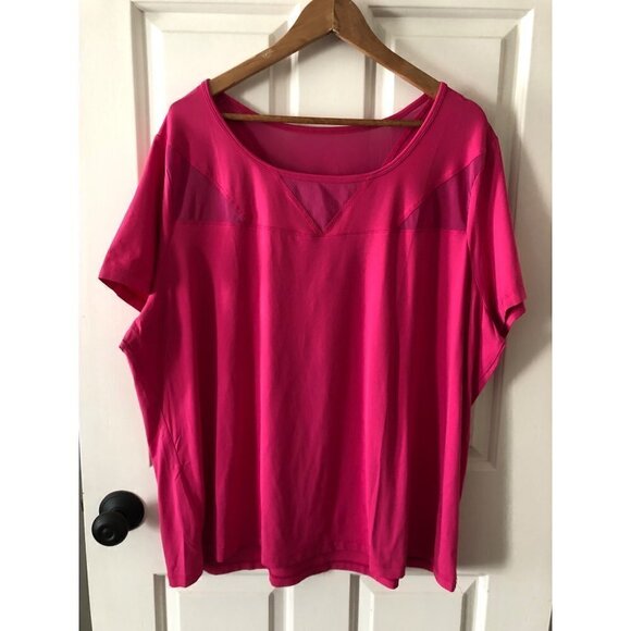 Woman's Plus Size Livi Active Wear Hot Pink Short Sleeve Mesh Top 22/24 - Picture 2 of 9